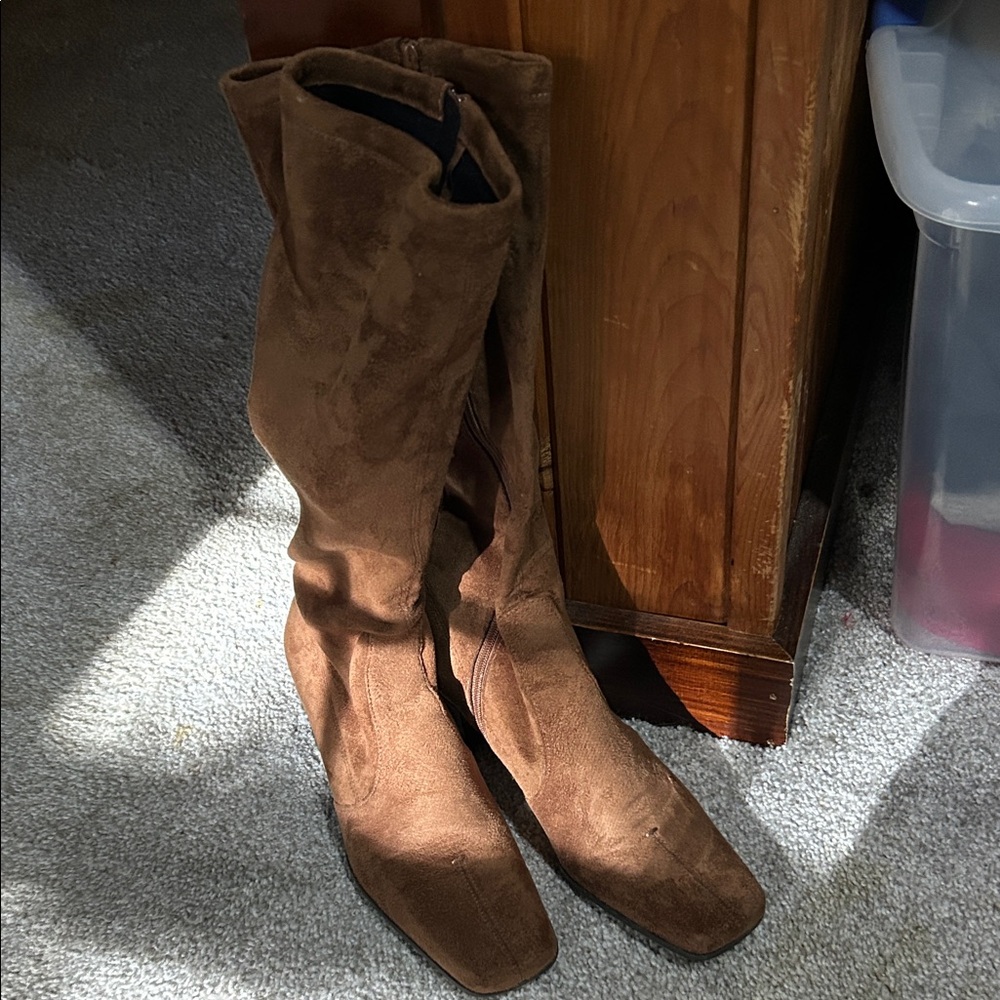 Franco Sarto Brown Suede Heeled Boots